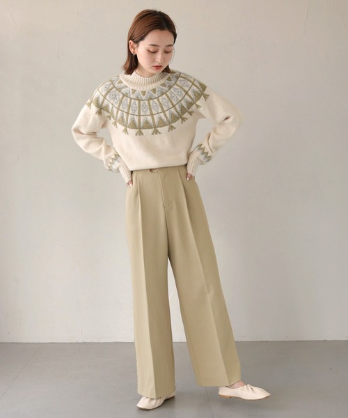 CLEIO(クレイオ)の「【CLEIO】フェアアイル柄ニット(ニット/セーター・レディース・アイボリー/カーキ/ベージュ・FREE)」の17枚目の写真