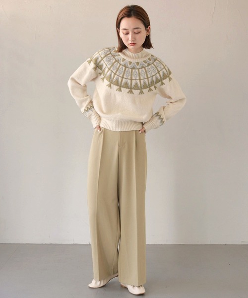 CLEIO(クレイオ)の「【CLEIO】フェアアイル柄ニット(ニット/セーター・レディース・アイボリー/カーキ/ベージュ・FREE)」の12枚目の写真