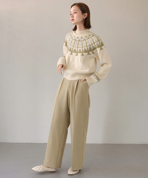 CLEIO(クレイオ)の「【CLEIO】フェアアイル柄ニット(ニット/セーター・レディース・アイボリー/カーキ/ベージュ・FREE)」の13枚目の写真