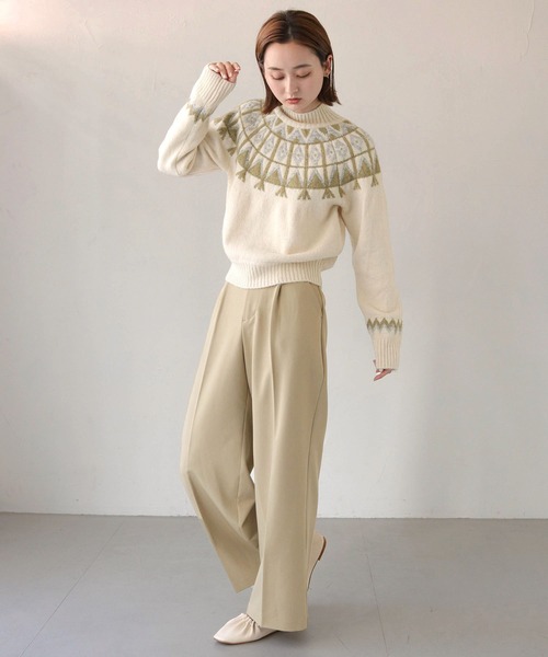 CLEIO(クレイオ)の「【CLEIO】フェアアイル柄ニット(ニット/セーター・レディース・アイボリー/カーキ/ベージュ・FREE)」の10枚目の写真