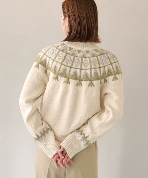 CLEIO(クレイオ)の「【CLEIO】フェアアイル柄ニット(ニット/セーター・レディース・アイボリー/カーキ/ベージュ・FREE)」の7枚目の写真