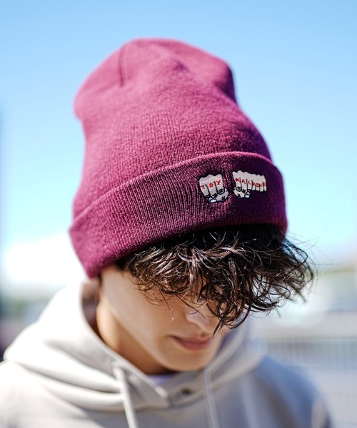 TOY　MACHINE（トイ　マシーン）の「TOY MACHINE/トイマシーン ビーニー 2WAY ロゴニット 234045001（ニットキャップ/ビーニー・メンズ・ライトパープル/ブラック系その他3/ブラック系その他2/ブラック系その他/バーガンディー・FREE）」の5枚目の写真