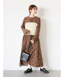 ehka sopo | 小花柄スクエアカラーワンピース(ワンピース)