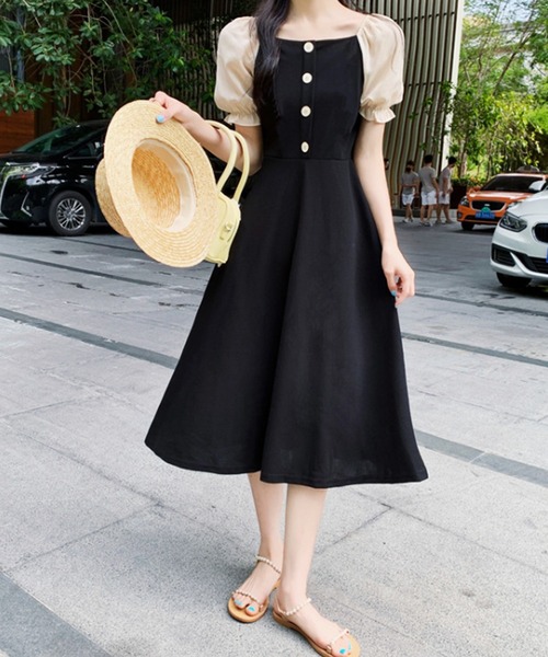 Dewlily(デューリリー)の「パフスリーブワンピース(ワンピース・レディース・ブラック・XL/M/L)」の3枚目の写真