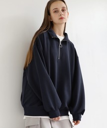 LILL | ビッグシルエットリングハーフジップポンチプルオーバー(スウェット)
