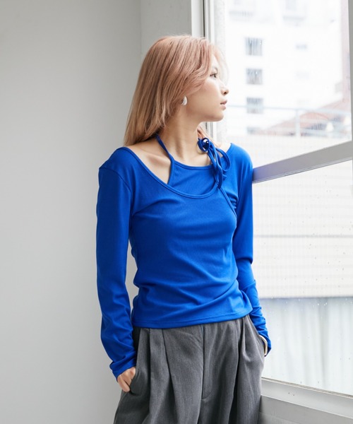 VeLV（ヴェルヴ）の「NECK STRAP TOPS  ネックストラップトップス（Tシャツ/カットソー・レディース・ブルー/ブラック・FREE）」の12枚目の写真