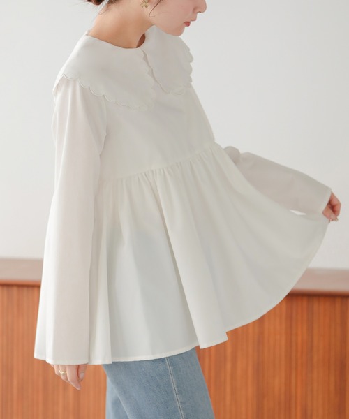 フィットモア　スカラップカラーペプラムロングスリーブブラウス POPUP限定 ZOZO限定カラー】スカラップカラーペプラムロングスリーブ