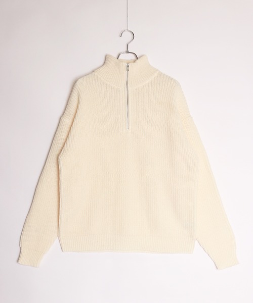 WESTSEA(ウエストシー)の「オーバーサイズ ハーフジップ ハイネック 長袖(ニット/セーター・メンズ・グレー/オフホワイト/ブラック/チャコール・M/L)」の5枚目の写真