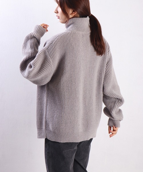 WESTSEA(ウエストシー)の「オーバーサイズ ハーフジップ ハイネック 長袖(ニット/セーター・メンズ・グレー/オフホワイト/ブラック/チャコール・M/L)」の17枚目の写真