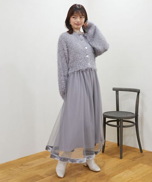 MAJESTIC LEGON(マジェスティックレゴン)の「【WEB限定XSサイズあり】裾ベロアチュールスカート(スカート・レディース・ピンクベージュ/グレー/アイボリー/ブラック・MEDIUM/SMALL/X-SMALL)」の10枚目の写真