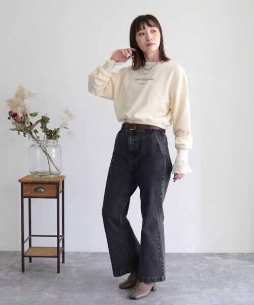 fredy emue（フレディエミュ）の「ちびロゴ裏毛プルオーバー（スウェット・レディース・チャコールグレー/アイボリー/ベビーピンク・38）」の17枚目の写真