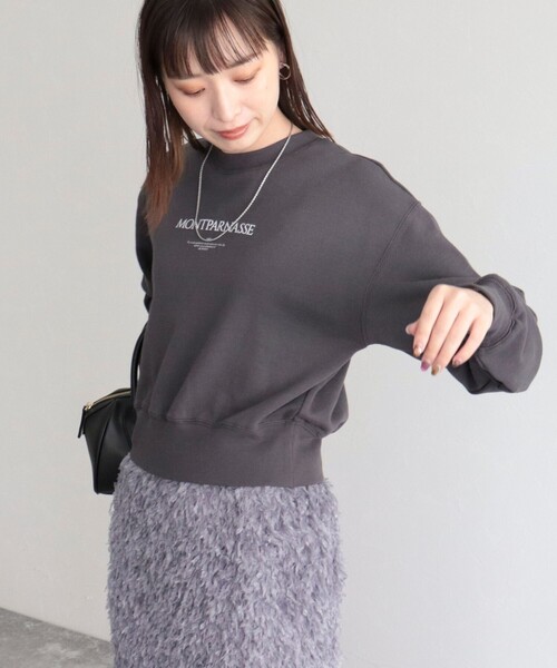 fredy emue（フレディエミュ）の「ちびロゴ裏毛プルオーバー（スウェット・レディース・チャコールグレー/アイボリー/ベビーピンク・38）」の6枚目の写真