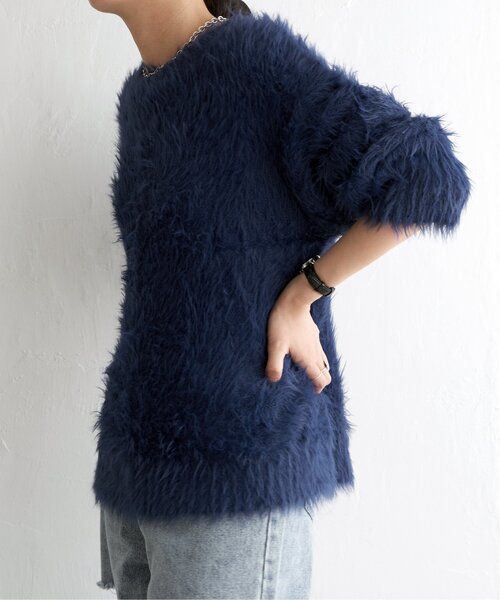 VENCEEXCHANGE（ヴァンスエクスチェンジ）の「フェイクフェザー天竺プルオーバー（ニット/セーター・レディース・ネイビー/チャコールグレー/グレー/イエロー/ホワイト・FREE）」の7枚目の写真