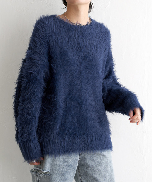 VENCEEXCHANGE（ヴァンスエクスチェンジ）の「フェイクフェザー天竺プルオーバー（ニット/セーター・レディース・ネイビー/チャコールグレー/グレー/イエロー/ホワイト・FREE）」の4枚目の写真