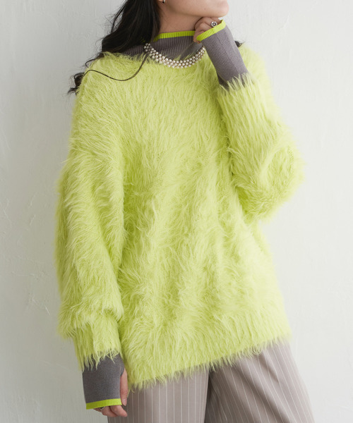 VENCEEXCHANGE（ヴァンスエクスチェンジ）の「フェイクフェザー天竺プルオーバー（ニット/セーター・レディース・ネイビー/チャコールグレー/グレー/イエロー/ホワイト・FREE）」の5枚目の写真