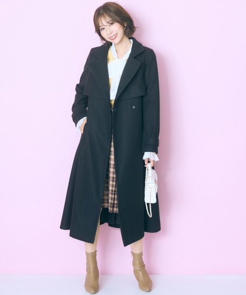 marun(マルン)の「<大きいサイズ> 2wayカラーロングコート marun(チェスターコート・レディース・ブラック/スモークピンク・L/LL/3L/4L/5L)」の5枚目の写真