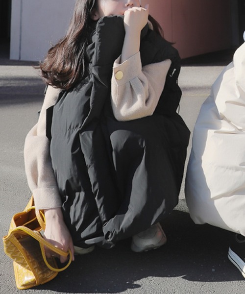 【セール】■lamusant(リラミュゾン)■ スタンドカラーボリューム中綿ベスト フェイクダウン オーバーサイズ（ダウンベスト）｜Lilamusant（リラミュゾン）