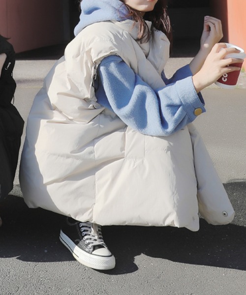 【セール】■lamusant(リラミュゾン)■ スタンドカラーボリューム中綿ベスト フェイクダウン オーバーサイズ（ダウンベスト）｜Lilamusant（リラミュゾン）