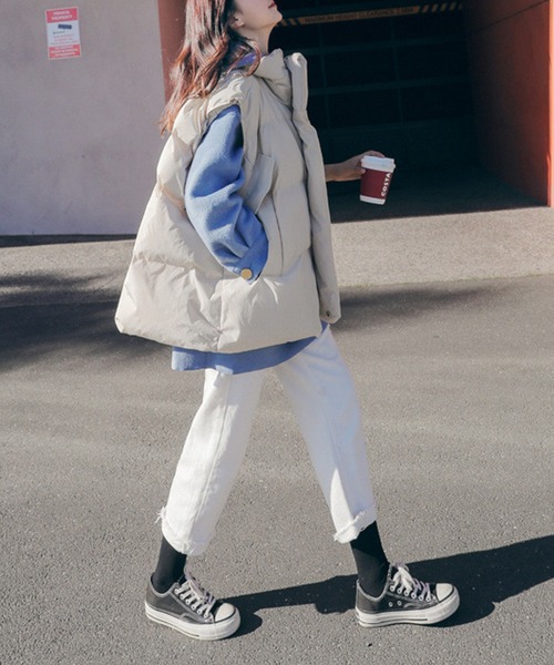 【セール】■lamusant(リラミュゾン)■ スタンドカラーボリューム中綿ベスト フェイクダウン オーバーサイズ（ダウンベスト）｜Lilamusant（リラミュゾン）