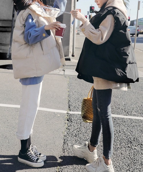 【セール】■lamusant(リラミュゾン)■ スタンドカラーボリューム中綿ベスト フェイクダウン オーバーサイズ（ダウンベスト）｜Lilamusant（リラミュゾン）