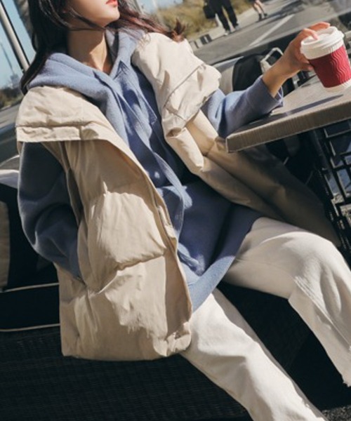 【セール】■lamusant(リラミュゾン)■ スタンドカラーボリューム中綿ベスト フェイクダウン オーバーサイズ（ダウンベスト）｜Lilamusant（リラミュゾン）