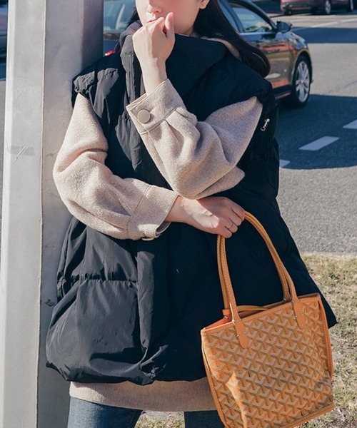 【セール】■lamusant(リラミュゾン)■ スタンドカラーボリューム中綿ベスト フェイクダウン オーバーサイズ（ダウンベスト）｜Lilamusant（リラミュゾン）