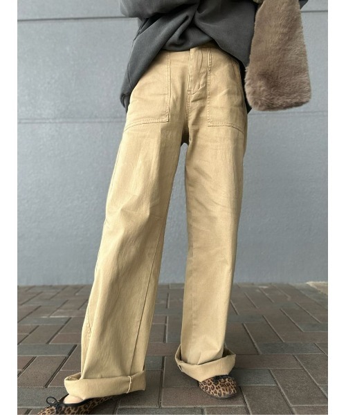 BACK NUMBER（バックナンバー）の「【BACK NUMBER】リブベイカーワイドパンツ（その他パンツ・レディース・ベージュ/カーキブラウン・M/L）」の15枚目の写真
