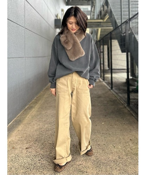 BACK NUMBER（バックナンバー）の「【BACK NUMBER】リブベイカーワイドパンツ（その他パンツ・レディース・ベージュ/カーキブラウン・M/L）」の16枚目の写真