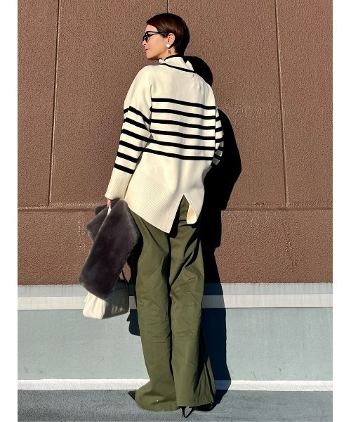 BACK NUMBER（バックナンバー）の「【BACK NUMBER】リブベイカーワイドパンツ（その他パンツ・レディース・ベージュ/カーキブラウン・M/L）」の13枚目の写真