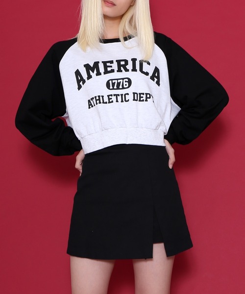 WOND(ウォンド)の「AMERICAショートプルオーバー(スウェット・レディース・レッド/ブラック・FREE)」の2枚目の写真
