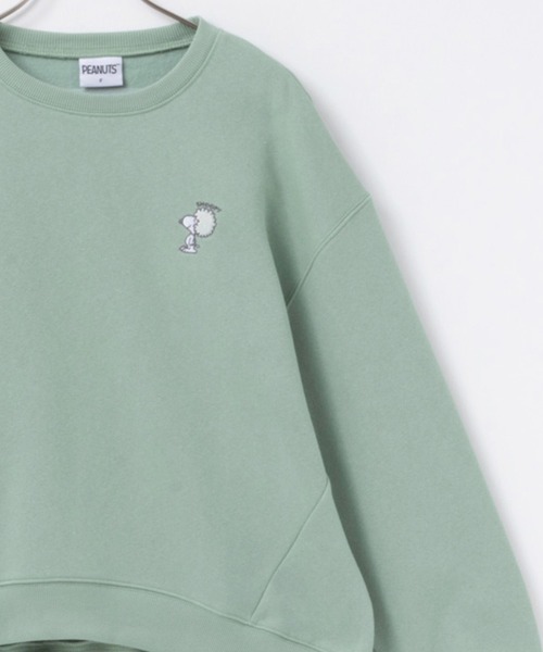 PEANUTS(ピーナッツ)の「PEANUTS SNOOPY デザインルーズトレーナー(スウェット・レディース・ライトグリーン/杢グレー/グレイッシュベージュ・フリ-)」の3枚目の写真