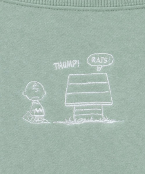 PEANUTS(ピーナッツ)の「PEANUTS SNOOPY デザインルーズトレーナー(スウェット・レディース・ライトグリーン/杢グレー/グレイッシュベージュ・フリ-)」の5枚目の写真