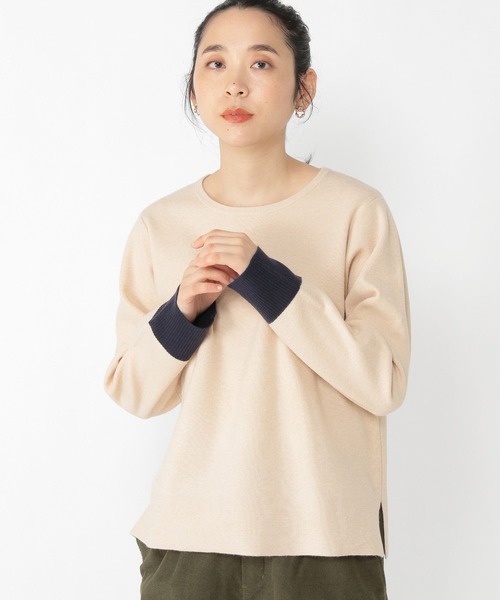 studio CLIP（スタディオクリップ）の「12ゲージ ハーフミラノ編みバイカラープルオーバー（ニット/セーター・レディース・チャコール/ライトグリーン/モカ/ライトベージュ・FREE）」の3枚目の写真