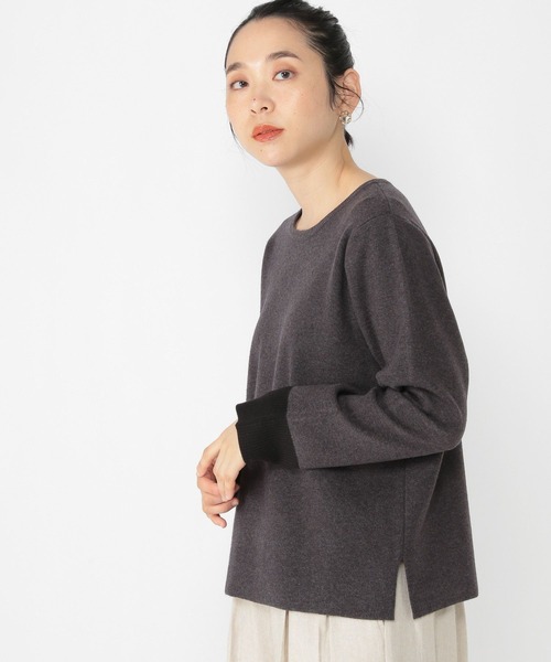 studio CLIP（スタディオクリップ）の「12ゲージ ハーフミラノ編みバイカラープルオーバー（ニット/セーター・レディース・チャコール/ライトグリーン/モカ/ライトベージュ・FREE）」の2枚目の写真