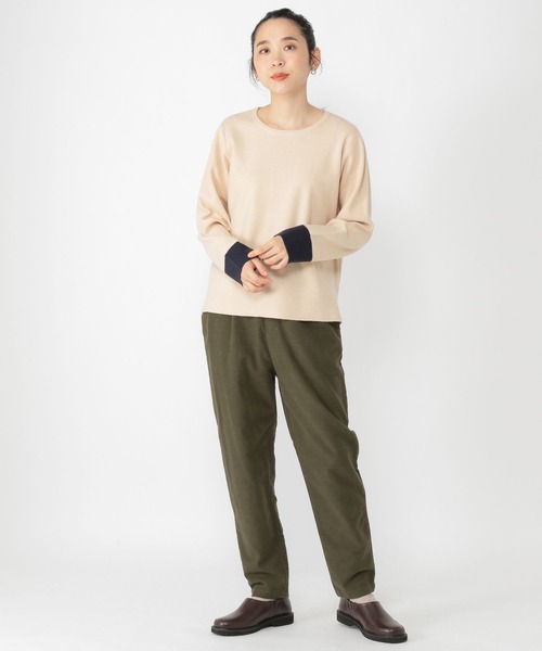 studio CLIP（スタディオクリップ）の「12ゲージ ハーフミラノ編みバイカラープルオーバー（ニット/セーター・レディース・チャコール/ライトグリーン/モカ/ライトベージュ・FREE）」の10枚目の写真