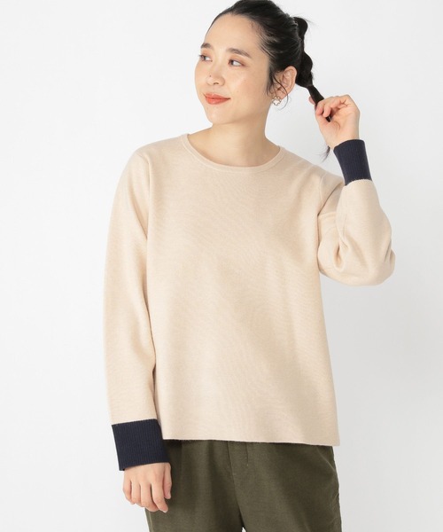 studio CLIP（スタディオクリップ）の「12ゲージ ハーフミラノ編みバイカラープルオーバー（ニット/セーター・レディース・チャコール/ライトグリーン/モカ/ライトベージュ・FREE）」の12枚目の写真