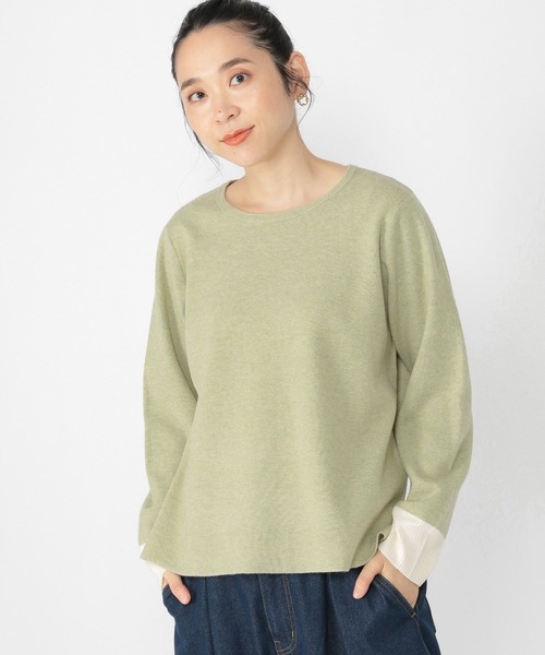 studio CLIP（スタディオクリップ）の「12ゲージ ハーフミラノ編みバイカラープルオーバー（ニット/セーター・レディース・チャコール/ライトグリーン/モカ/ライトベージュ・FREE）」の16枚目の写真