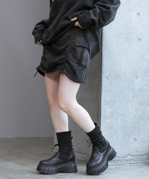 PAGEBOY（ページボーイ）の「ウラケギャザーミニスカート（スカート・レディース・ブラック/ブルー/ホワイト・FREE）」の8枚目の写真