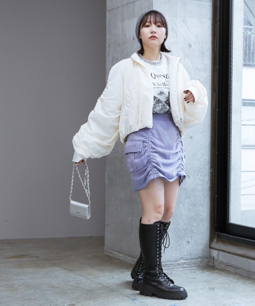 PAGEBOY（ページボーイ）の「ウラケギャザーミニスカート（スカート・レディース・ブラック/ブルー/ホワイト・FREE）」の21枚目の写真