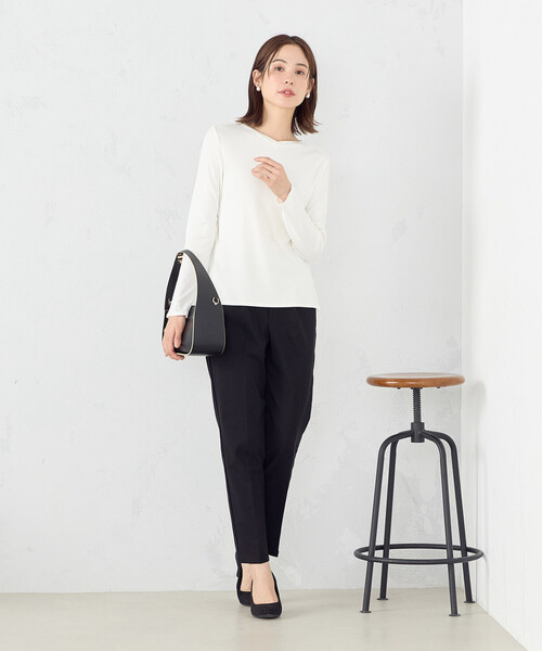 COMME CA ISM（コムサイズム）の「前後２ｗａｙ　リブロンＴ（Tシャツ/カットソー・レディース・ブラック/ネイビー/ライトグレー/ホワイト・MEDIUM/LARGE）」の5枚目の写真