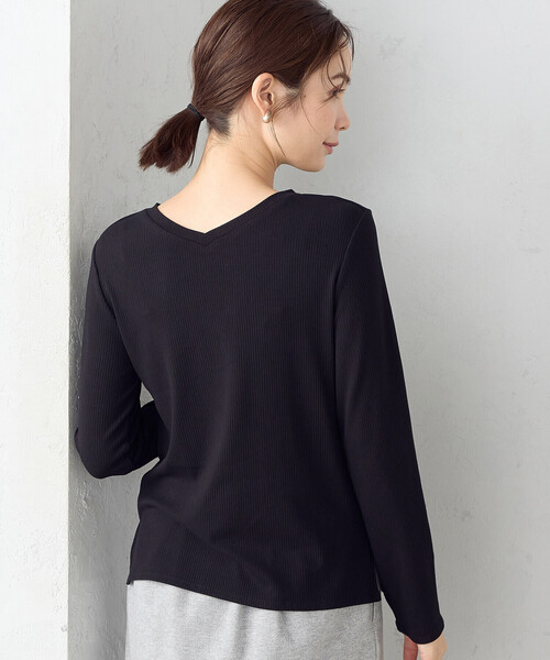 COMME CA ISM（コムサイズム）の「前後２ｗａｙ　リブロンＴ（Tシャツ/カットソー・レディース・ブラック/ネイビー/ライトグレー/ホワイト・MEDIUM/LARGE）」の10枚目の写真