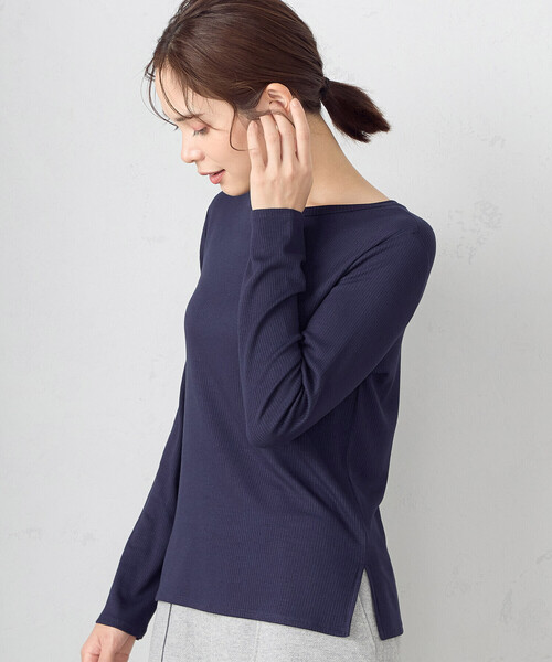 COMME CA ISM（コムサイズム）の「前後２ｗａｙ　リブロンＴ（Tシャツ/カットソー・レディース・ブラック/ネイビー/ライトグレー/ホワイト・MEDIUM/LARGE）」の12枚目の写真