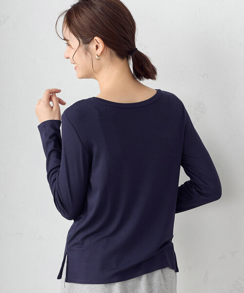 COMME CA ISM（コムサイズム）の「前後２ｗａｙ　リブロンＴ（Tシャツ/カットソー・レディース・ブラック/ネイビー/ライトグレー/ホワイト・MEDIUM/LARGE）」の14枚目の写真