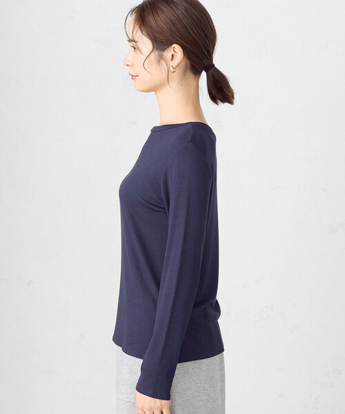 COMME CA ISM（コムサイズム）の「前後２ｗａｙ　リブロンＴ（Tシャツ/カットソー・レディース・ブラック/ネイビー/ライトグレー/ホワイト・MEDIUM/LARGE）」の17枚目の写真