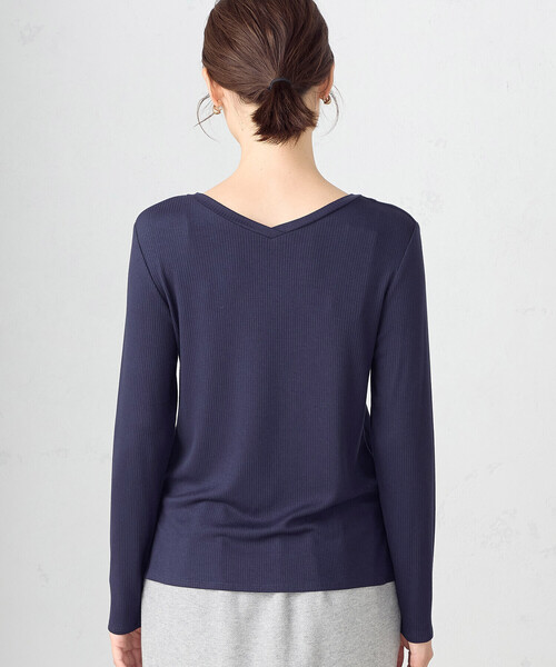 COMME CA ISM（コムサイズム）の「前後２ｗａｙ　リブロンＴ（Tシャツ/カットソー・レディース・ブラック/ネイビー/ライトグレー/ホワイト・MEDIUM/LARGE）」の18枚目の写真