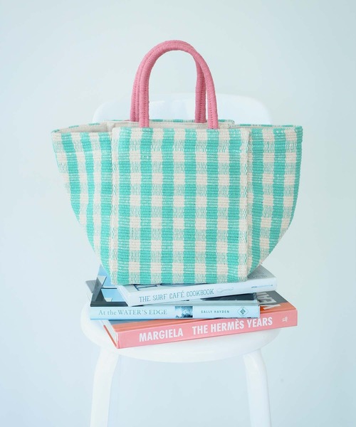 Ray BEAMS(レイビームス)の「Lilas Campbell × Ray BEAMS / 別注 配色 チェック トートバッグ(トートバッグ・レディース・ブラウン/ミント・ONE SIZE)」の2枚目の写真