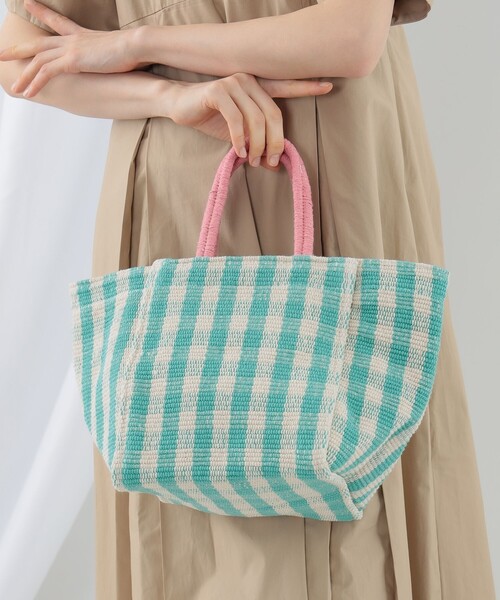 Ray BEAMS(レイビームス)の「Lilas Campbell × Ray BEAMS / 別注 配色 チェック トートバッグ(トートバッグ・レディース・ブラウン/ミント・ONE SIZE)」の13枚目の写真