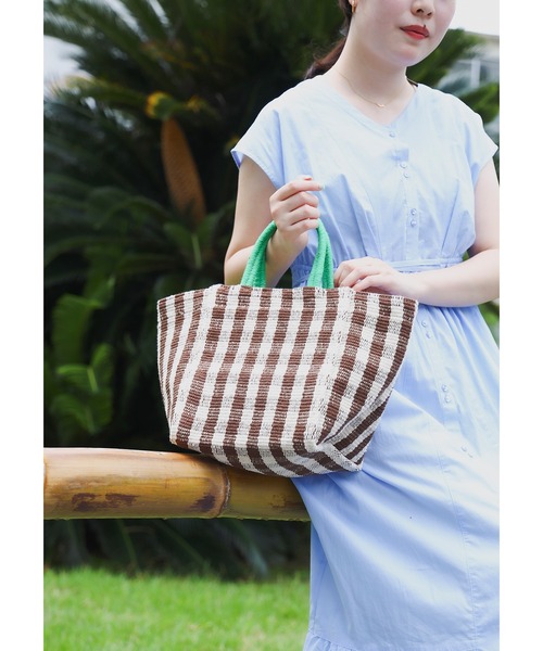 Ray BEAMS(レイビームス)の「Lilas Campbell × Ray BEAMS / 別注 配色 チェック トートバッグ(トートバッグ・レディース・ブラウン/ミント・ONE SIZE)」の14枚目の写真