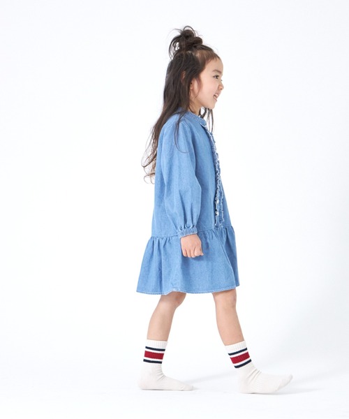 MAKE YOUR DAY（メイクユアデイ）の「フリルシャツワンピース■80～140cm（ワンピース・キッズ・ブルー/ブラック・130/120/140/80/110/90/100）」の11枚目の写真