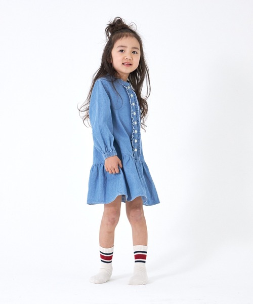 MAKE YOUR DAY（メイクユアデイ）の「フリルシャツワンピース■80～140cm（ワンピース・キッズ・ブルー/ブラック・130/120/140/80/110/90/100）」の12枚目の写真